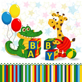 giraffe and crocodile baby blocks -  vector  illustration