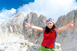 Happy girl near the Corno Grande summit, Abruzzo, Italy