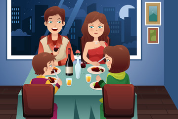 Sticker - Family having dinner in a modern house