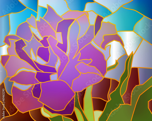 Obraz w ramie Stained glass purple tulip