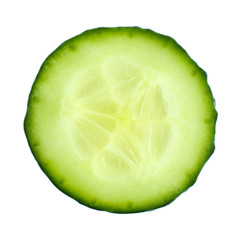 Wall Mural - Slice of fresh cucumber, isolated on white