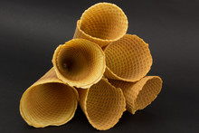 Stack Of Ice Cream Wafers Isolated In Black