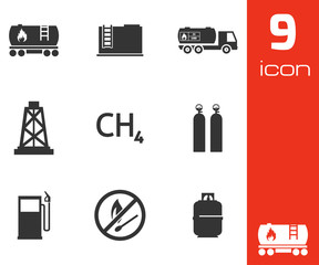 Sticker - Vector black natural gas icons set