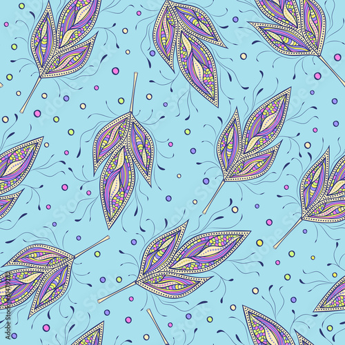 Naklejka dekoracyjna seamless pattern with abstract colorfull leaves