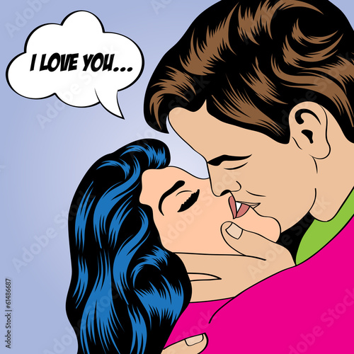 Naklejka dekoracyjna Pop Art KIssing Couple