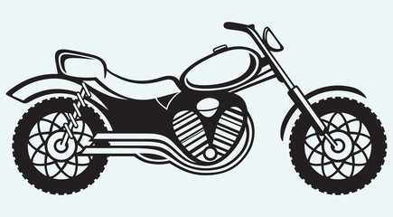 Wall Mural - Classic motorcycle isolated on blue background