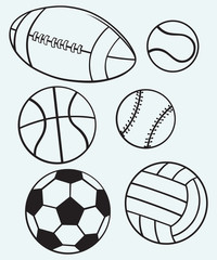 Wall Mural - Collection sports balls
