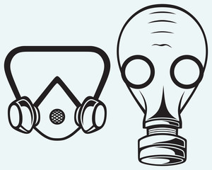 Poster - Gas mask isolated on blue batskground