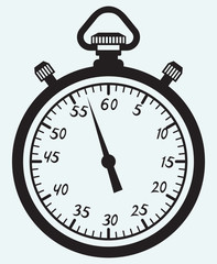 Sticker - Stopwatch icon isolated on blue batskground