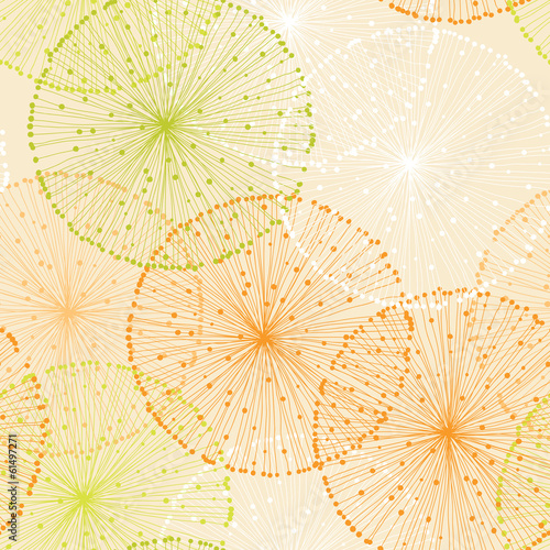 Plakat na zamówienie Orange Seamless Pattern with Dandelions