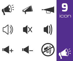 Wall Mural - vector black speaker icons set