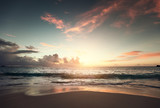 Fototapeta Zachód słońca - Sunset on Seychelles beach