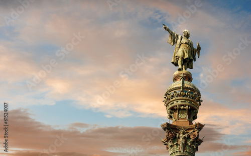 Board z aluminiowym obramowaniem Pomnik christopher columbus, barcelona, ​​catalonia, hiszpania