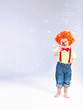 © konradbak - Funny picture of little clown making huge soap bubbles