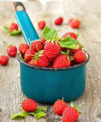 Poster - strawberries in an old bucket