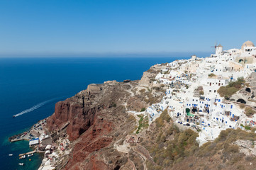 Poster - Villages of Oia and Amoudi in Santorini Greece