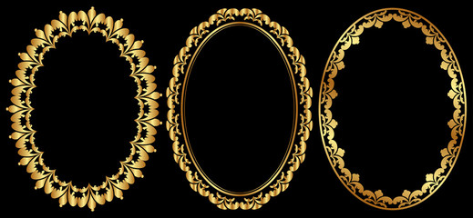 Poster - set of gold oval frames