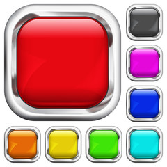 Set of square multicolored buttons