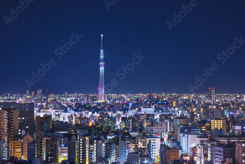 Tapeta ścienna Tokio cityscape z tokio skytree