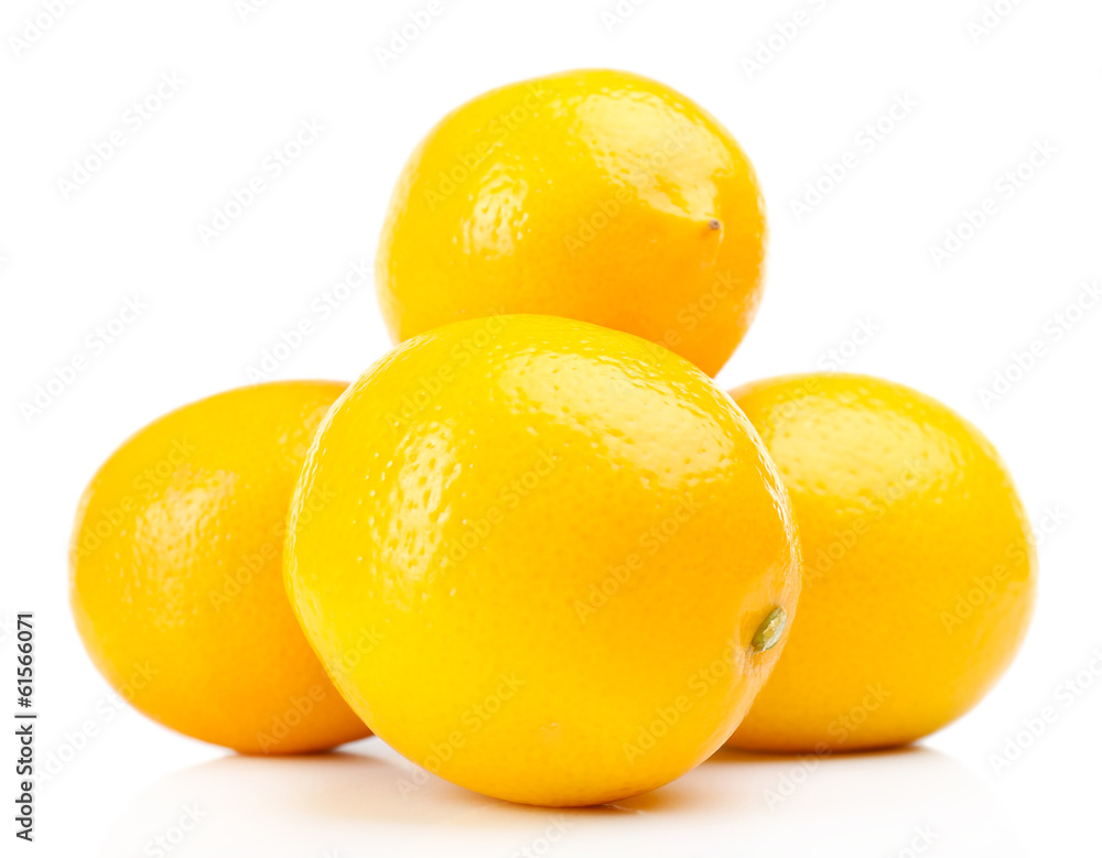 Ripe lemons isolated on white
