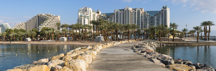 Central beach of Eilat - famous resort Israeli city