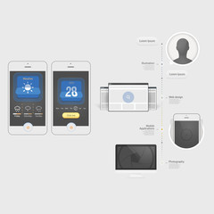 Wall Mural - flat infographics design ui elements with icons for templates