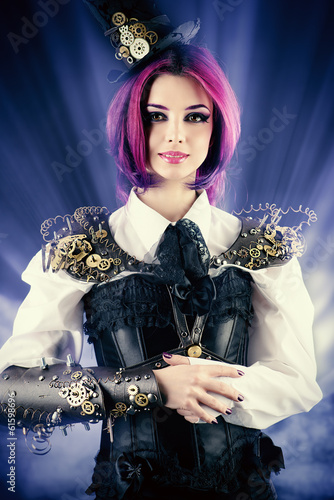 Obraz na płótnie canvas trzyczęściowy "tryptyk" Anime steampunk