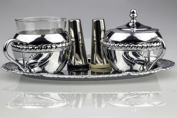 Silver Tea Set with Salt and Pepper Shaker