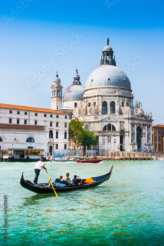 Board z aluminiowym obramowaniem Gondola na kanał z Santa Maria della Salute, Wenecja