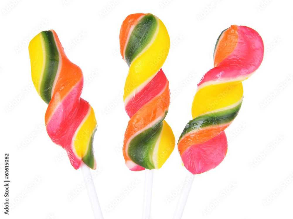 Colorful lollipops isolated on white
