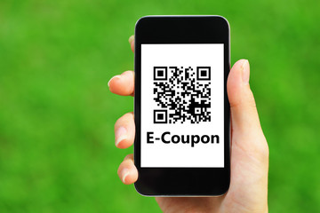 Coupon QR code on smart phone