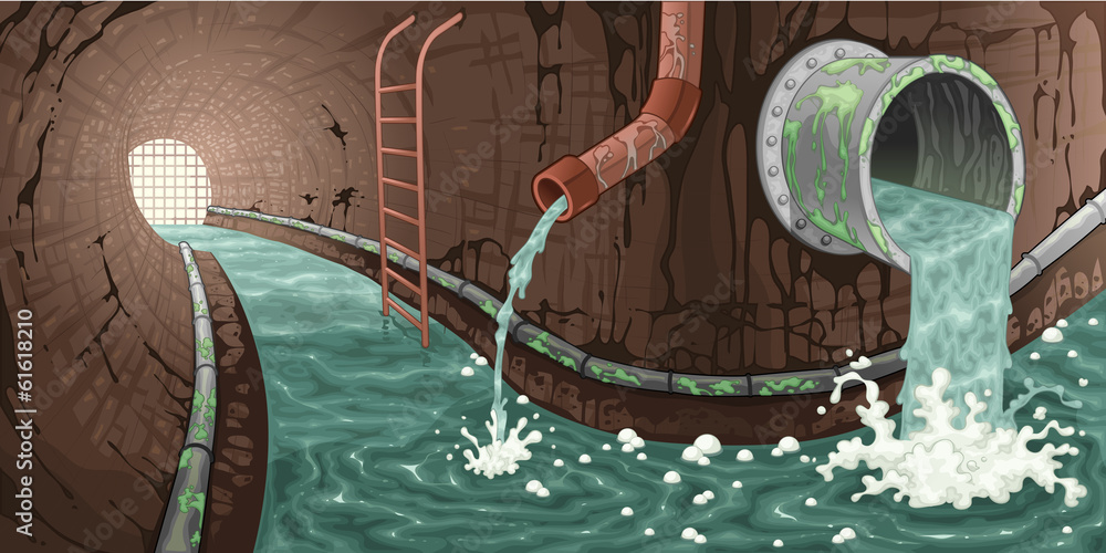 Inside the sewer. - obrazy, fototapety, plakaty 