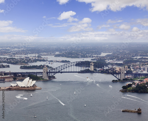 Fotoboard na płycie Opera mostu helikoptera w Sydney