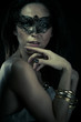 © Fernando Cortés - Lady.Beautiful young woman in mysterious black Venetian mask. Fa