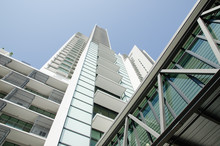 Modern Residential Condominium With Clear Blue Sky