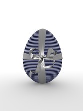 Blue Easter Egg Decorated With Silver Stripes