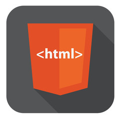 Wall Mural - vector illustration of orange shield with html tag on the screen