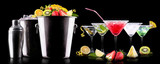 Fototapeta Kuchnia - alcohol cocktail set with summer fruits