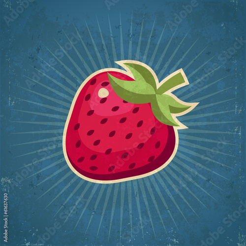 Board z aluminiowym obramowaniem Retro truskawka ilustracja