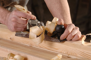 joinery workshop with wood