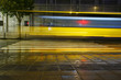 Long exposure traffic on road and pedestrian crossing
