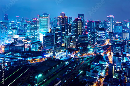 Naklejka samoprzylepna Miasto Osaka w nocy