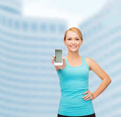 Poster - sporty woman with smartphone