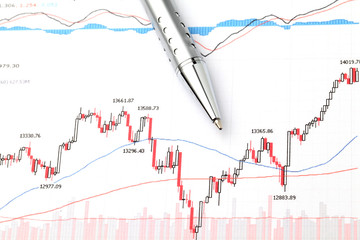 Wall Mural - Stock market graph and pen