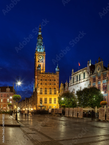 Obraz w ramie The Town Hall and Artus Court in Gdansk, Poland.