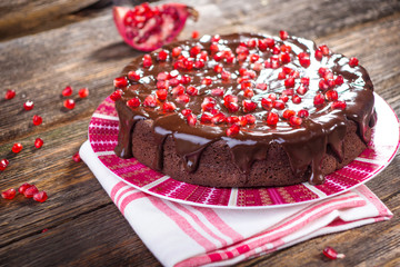 Chocolate cake with Pomegranate seeds