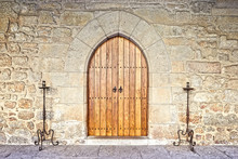 Ancient Castle Door At The Palace Of The Dukes Of Braganza, Guim