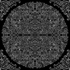 Wall Mural - Lacy black-and-white seamless pattern