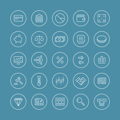 Fototapete - Finance and business flat line icons