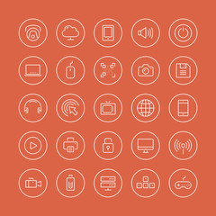 Aufkleber - Multimedia and technology flat line icons